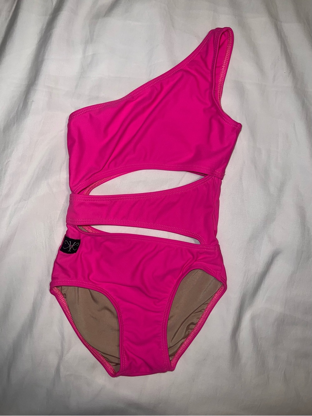 Kids One-Shoulder Dance Costume in Bright Pink